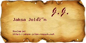 Jaksa Jolán névjegykártya